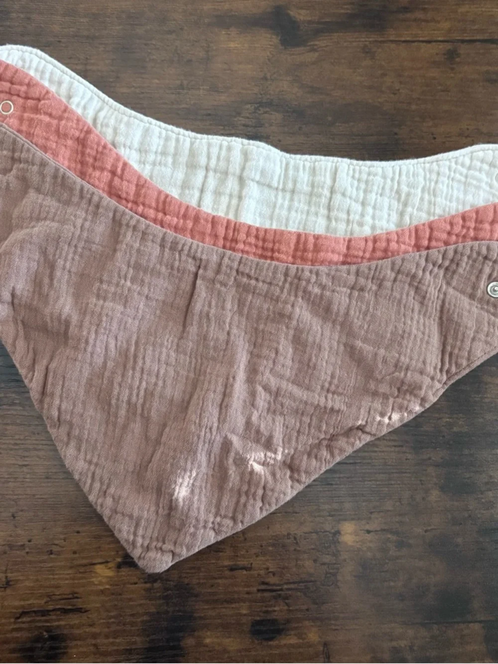 Soft Muslin Baby Bandana Bibs - Neutral rusty orange , brown , Cream Set